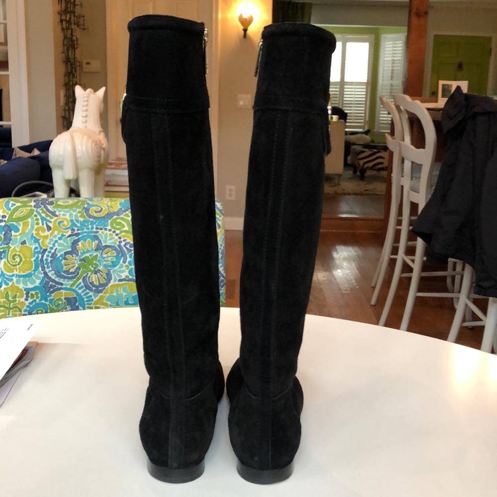 Tory Burch Black Suede Tall Zip Boots - Picture 3 of 5